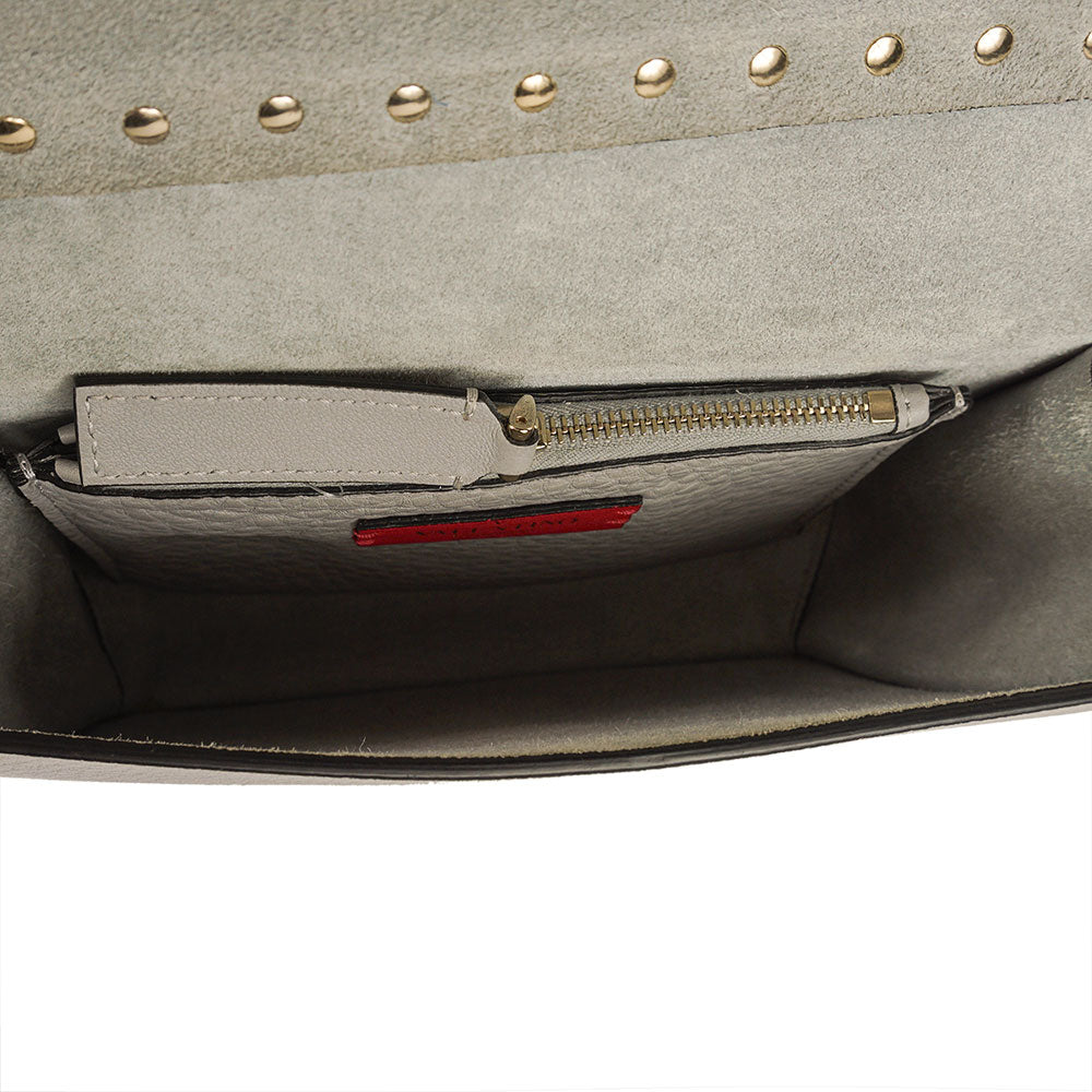 Valentino Gray Leather Rockstud Flap Crossbody Bag