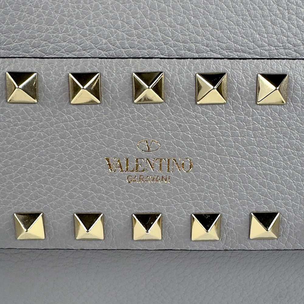 Valentino Gray Leather Rockstud Flap Crossbody Bag