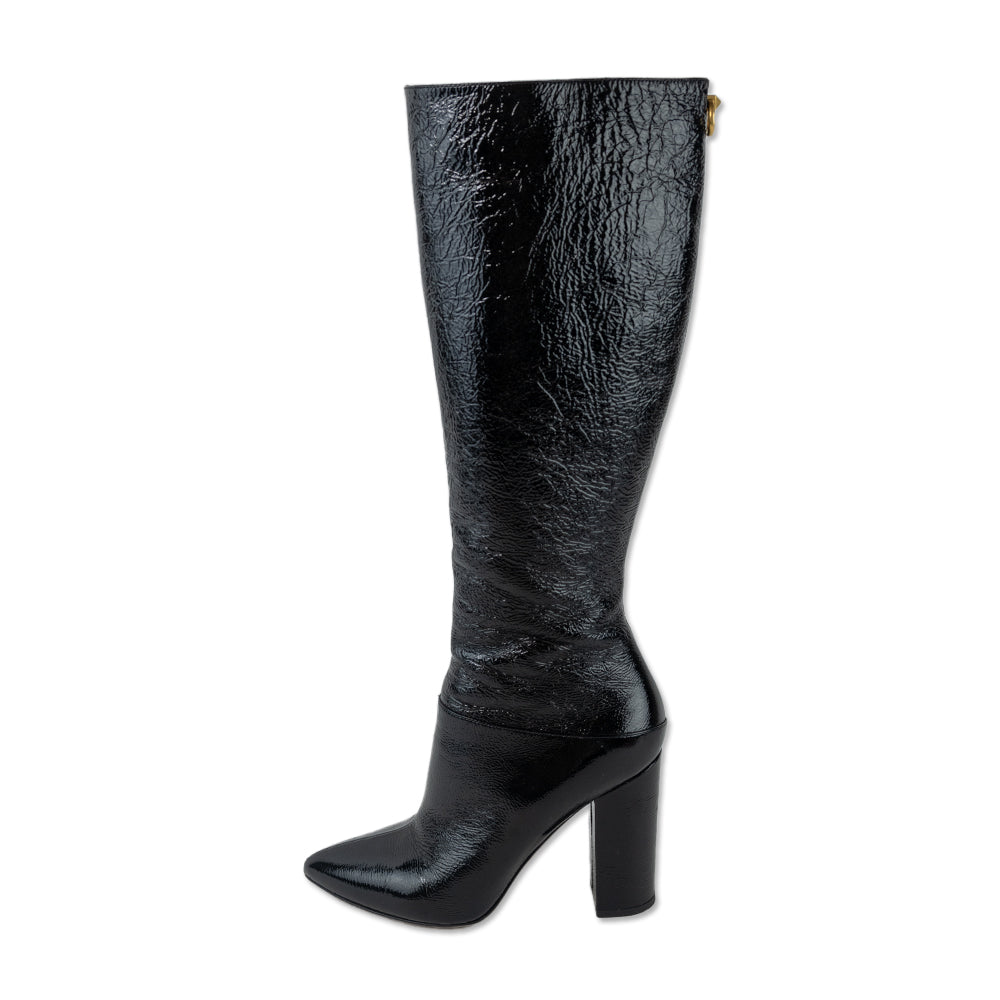 Valentino Black Patent Leather Knee High Boots