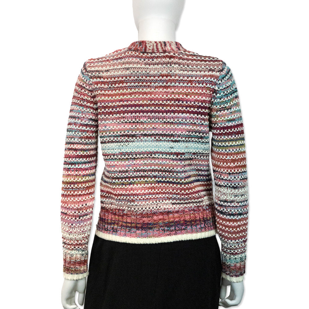 Veronica Beard Ansonia Pink/Blue Striped Cotton Cardigan