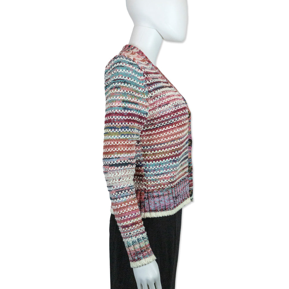 Veronica Beard Ansonia Pink/Blue Striped Cotton Cardigan