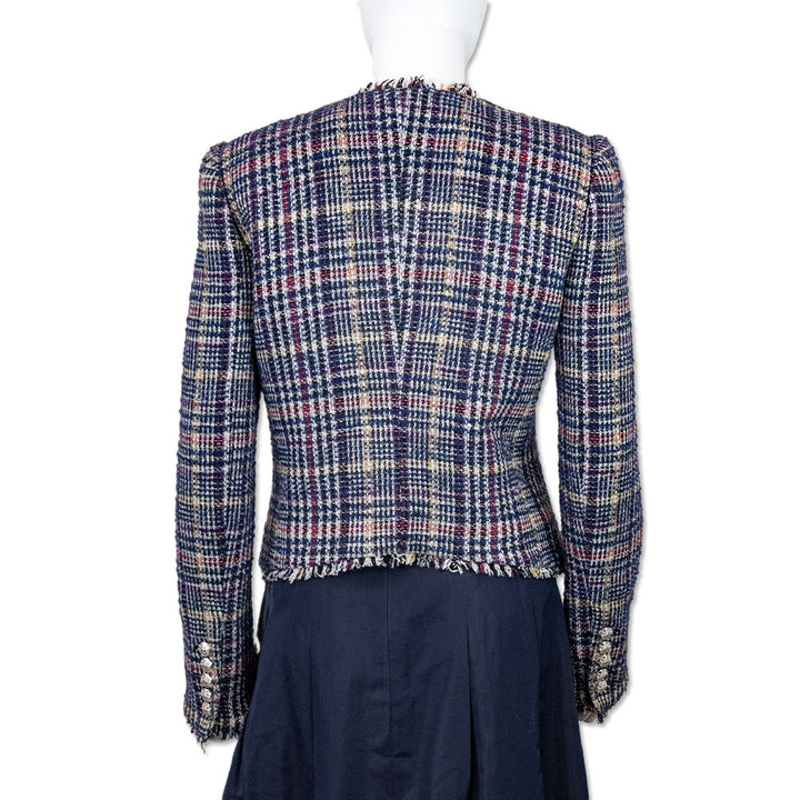 Veronica Beard Navy Multi Metallic Tweed Dickey Coat