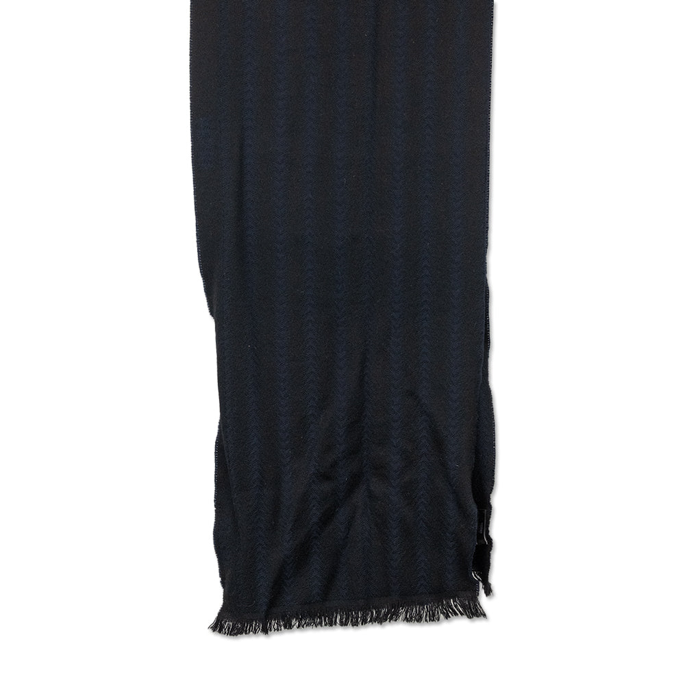 Verri Black/Navy Chevron Pattern Wool Scarf