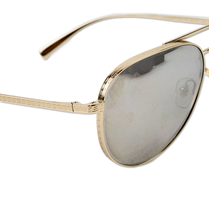 Versace Gold Frame Aviator Sunglasses with Mirrored Lenses