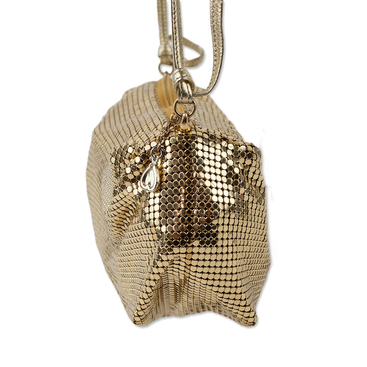 Whitting & Davis Gold Metal Mesh Crossbody