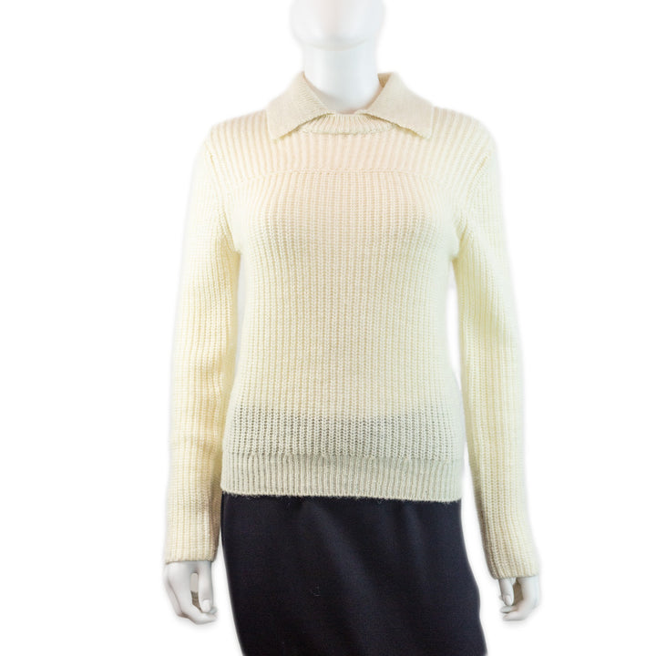 Rag & Bone Madix Cream Wool/Alpaca Blend Knit Polo Sweater