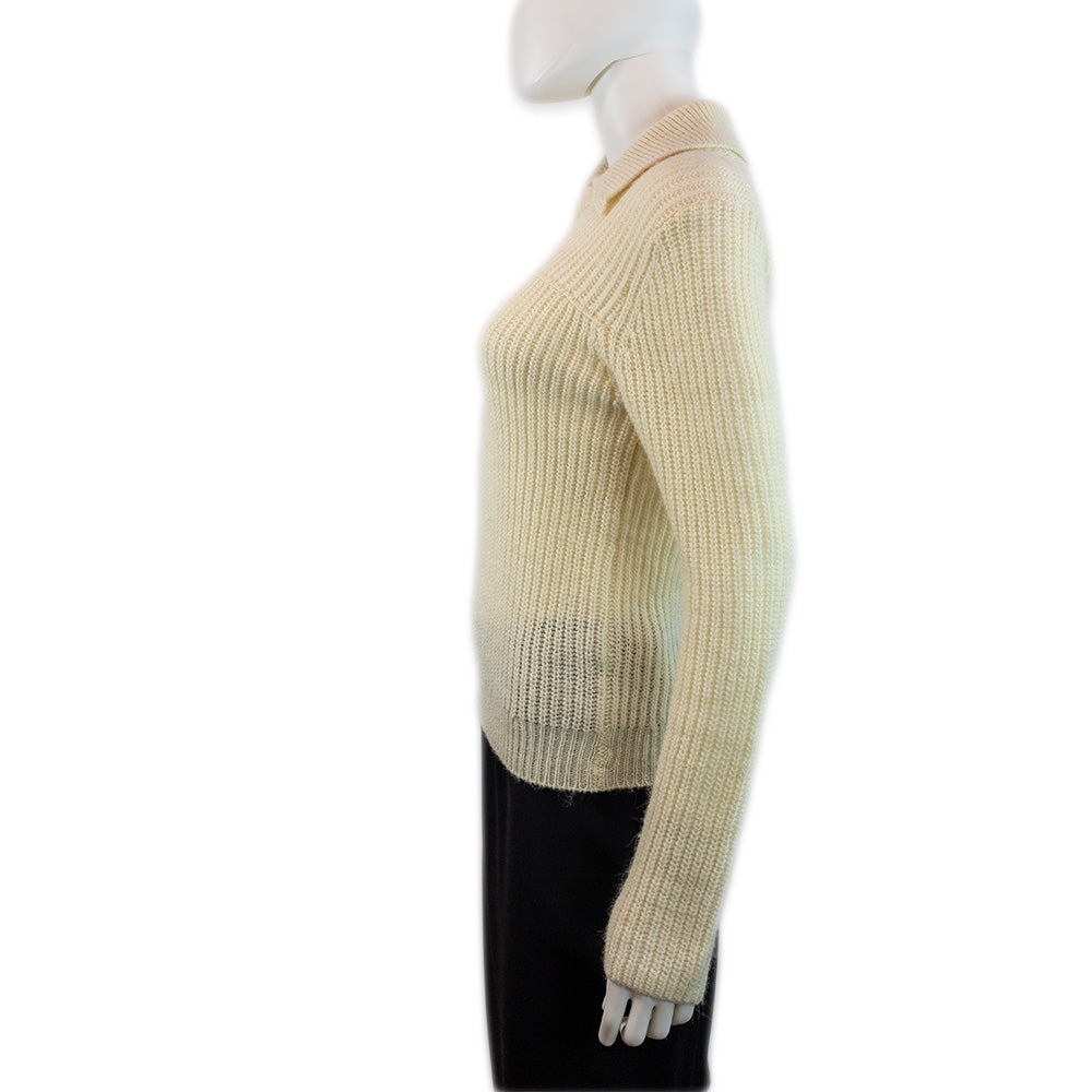 Rag & Bone Madix Cream Wool/Alpaca Blend Knit Polo Sweater