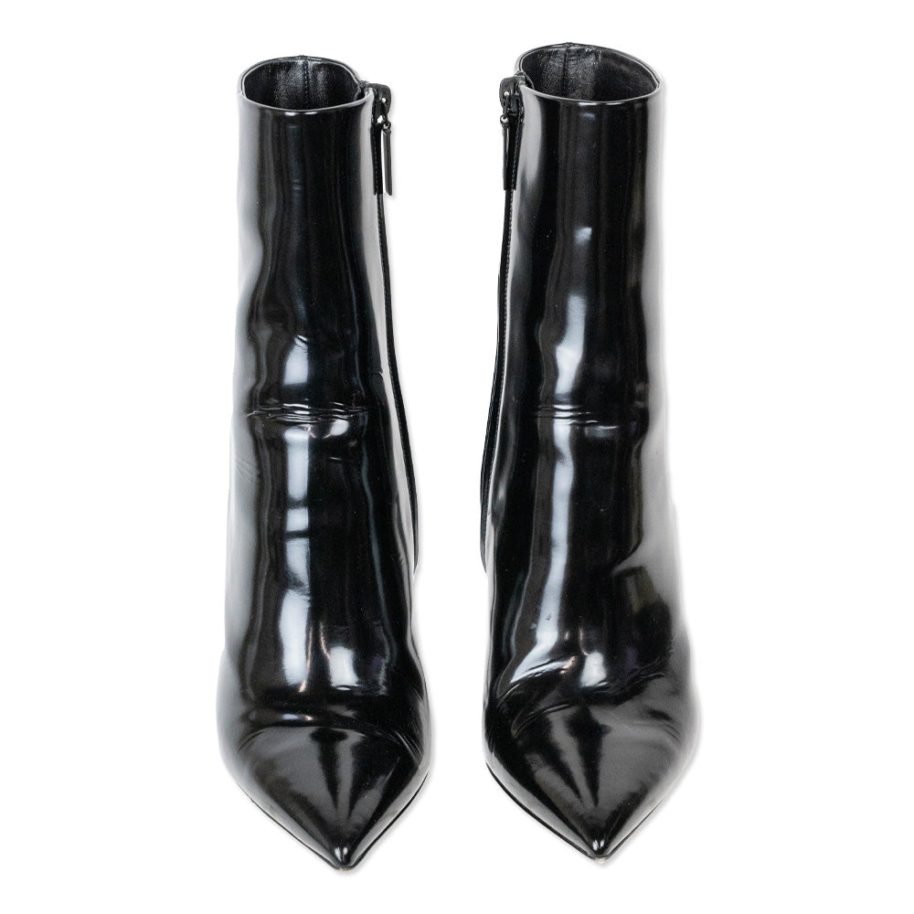 Saint Laurent Black Patent Leather Opyum Ankle Booties