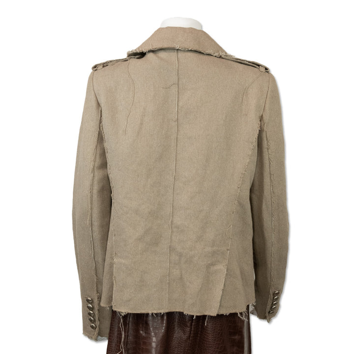 Zadig & Voltaire Beige Military Inspired Distressed Zip Front Jacket