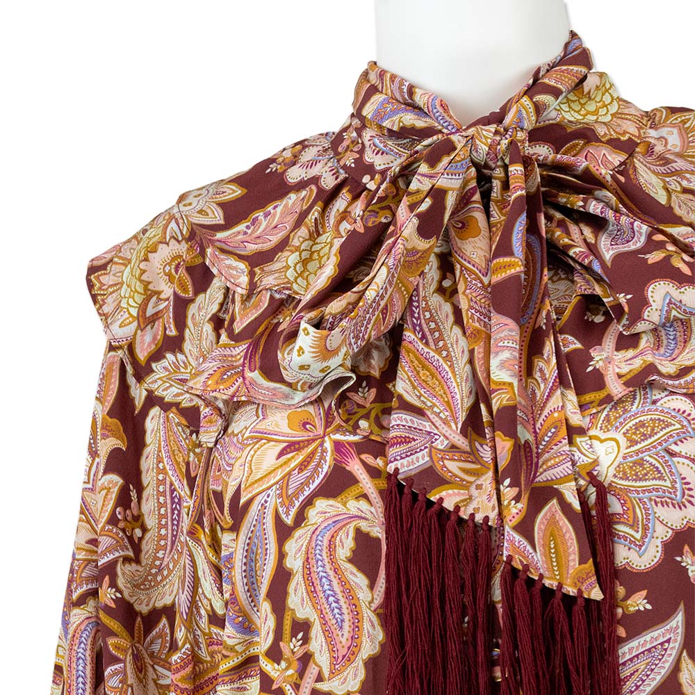 Zimmerman Maroon and Orange Paisley Printed Long Sleeve Top