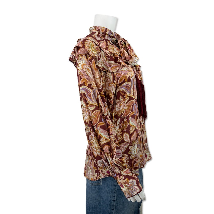 Zimmerman Maroon and Orange Paisley Printed Long Sleeve Top