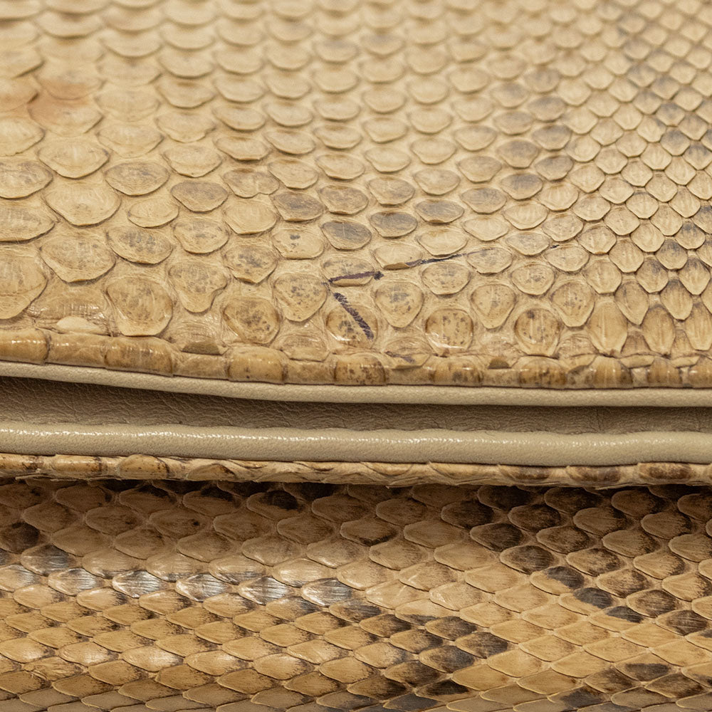 Bottega Veneta Beige Snakeskin Clutch