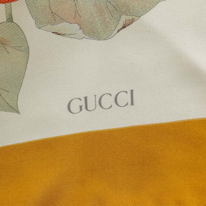 Gucci Yellow Pomegranate Motif Silk Scarf