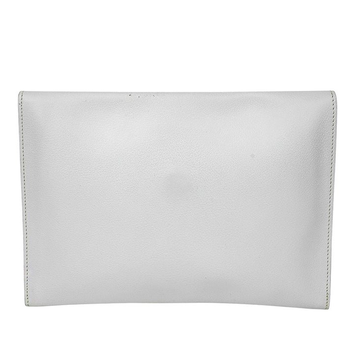 Hermès White Leather Gulliver Rio Clutch