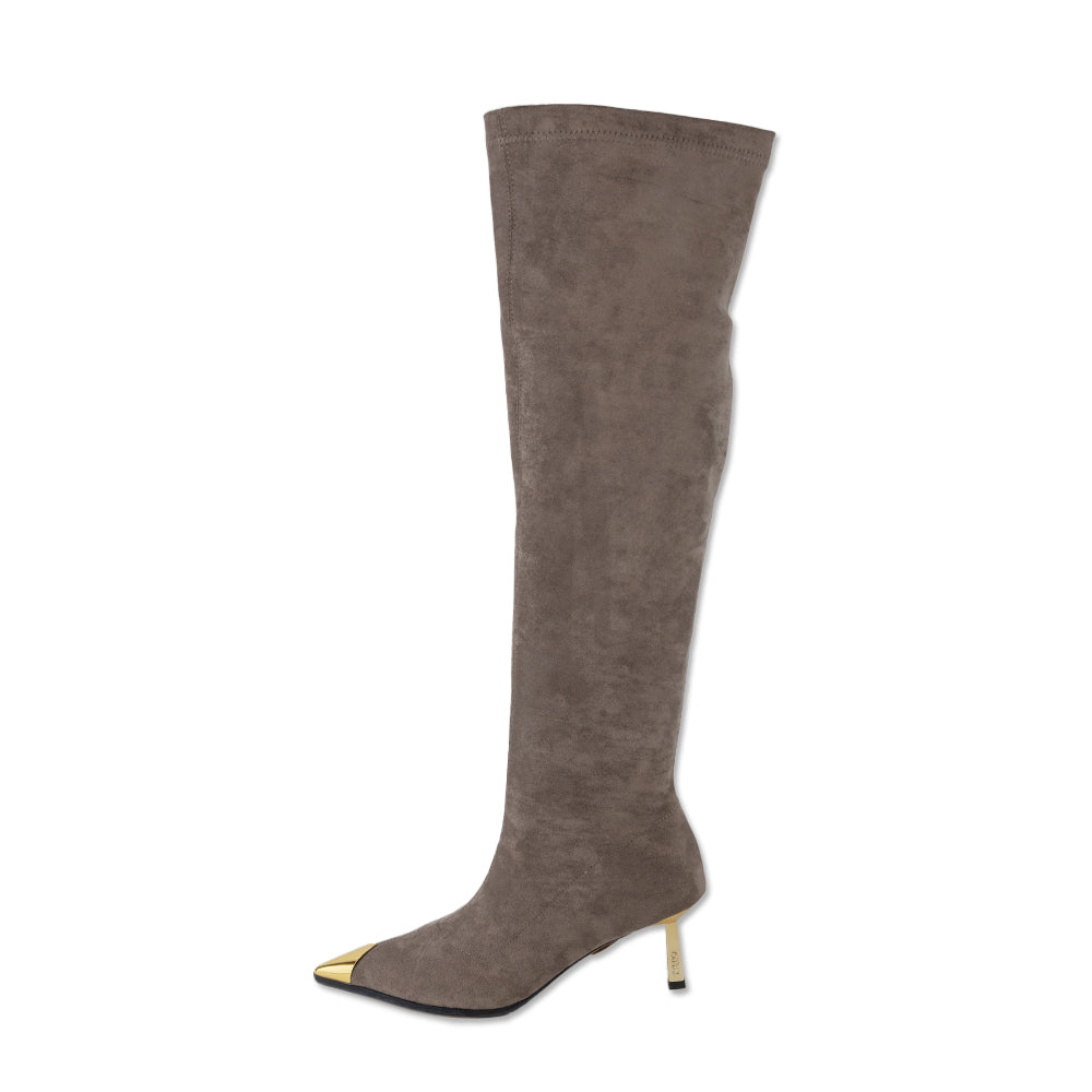 La Rosa Taupe Faux Suede Over-the-Knee Boots