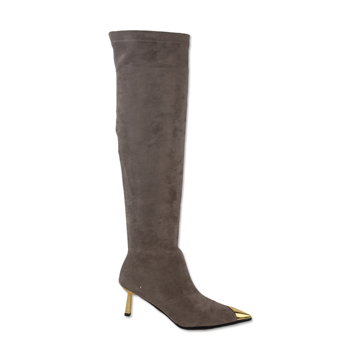 La Rosa Taupe Faux Suede Over-the-Knee Boots