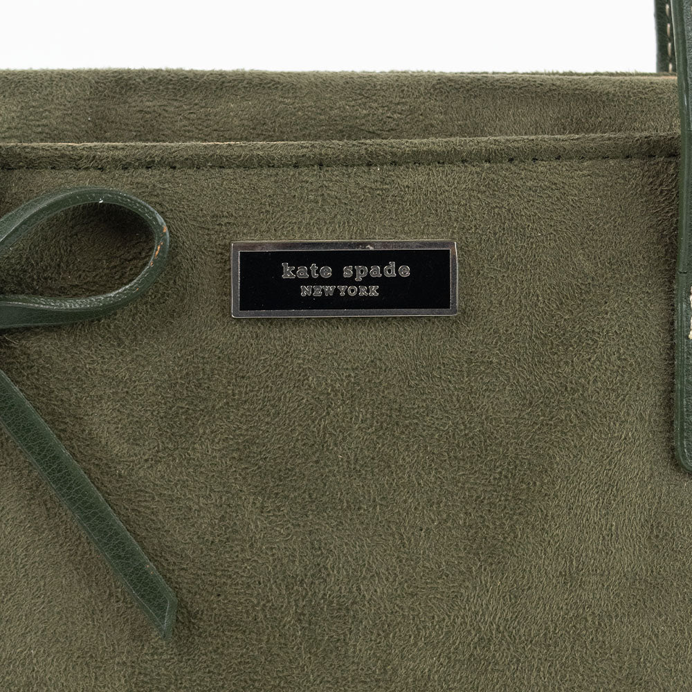 Kate Spade Green Suede and Leather Square Top Handle