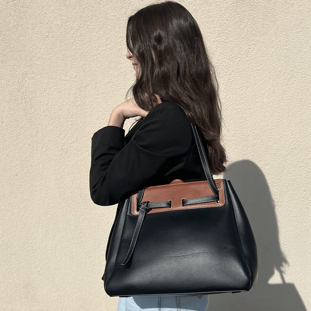 Loewe Black & Brown Large Lazo Tote Bag