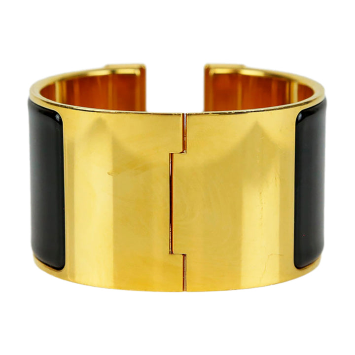 Hermès Black & Gold Enamel Extra Wide Clic Clac H Bracelet