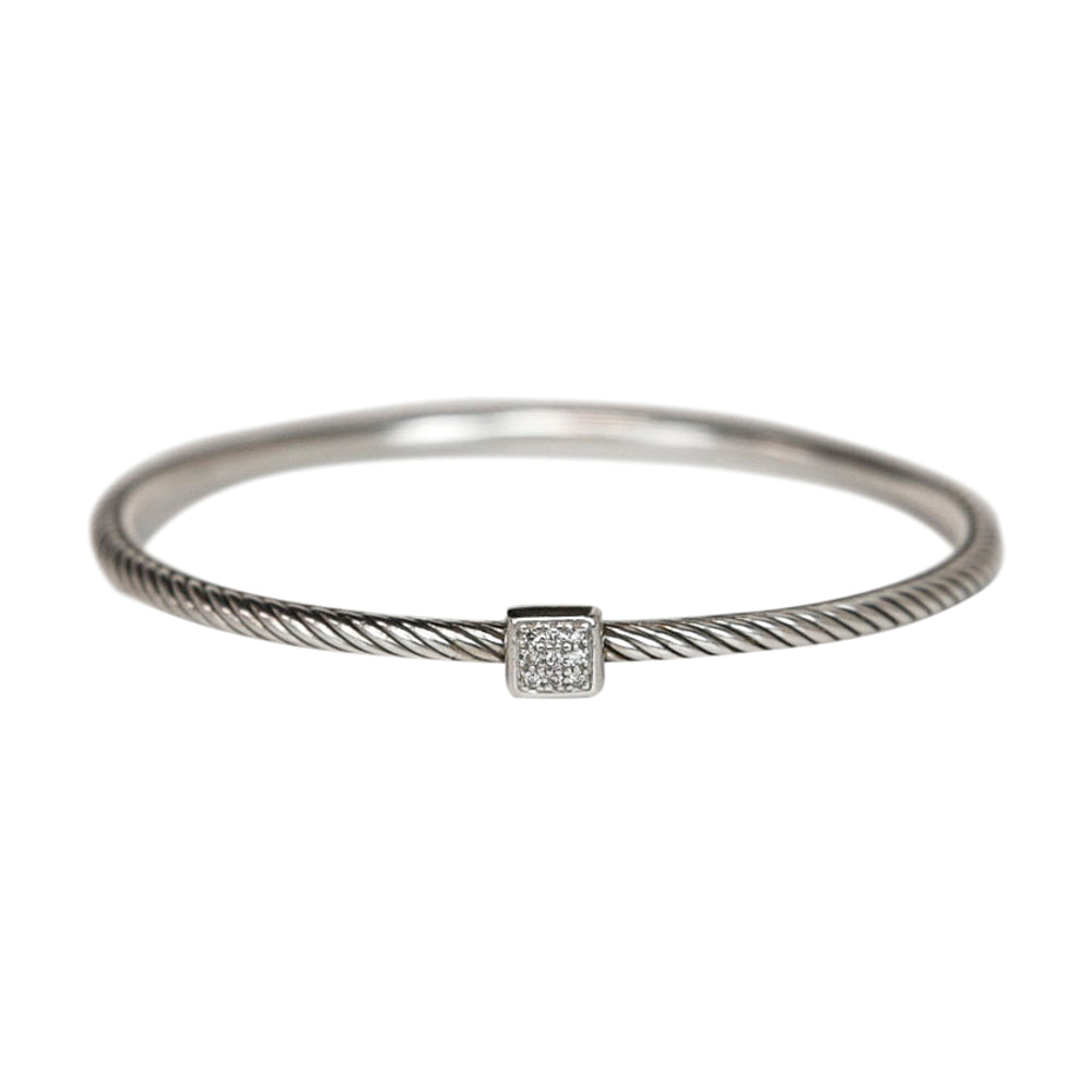 David Yurman Confetti Cable Classics Diamond & Sterling Silver Bangle Bracelet