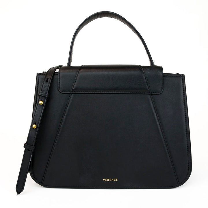 Versace Black Leather Virtus Top Handle Bag