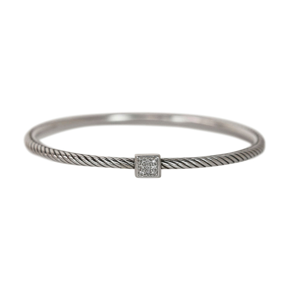 David Yurman Confetti Cable Classics Diamond & Sterling Silver Bangle Bracelet