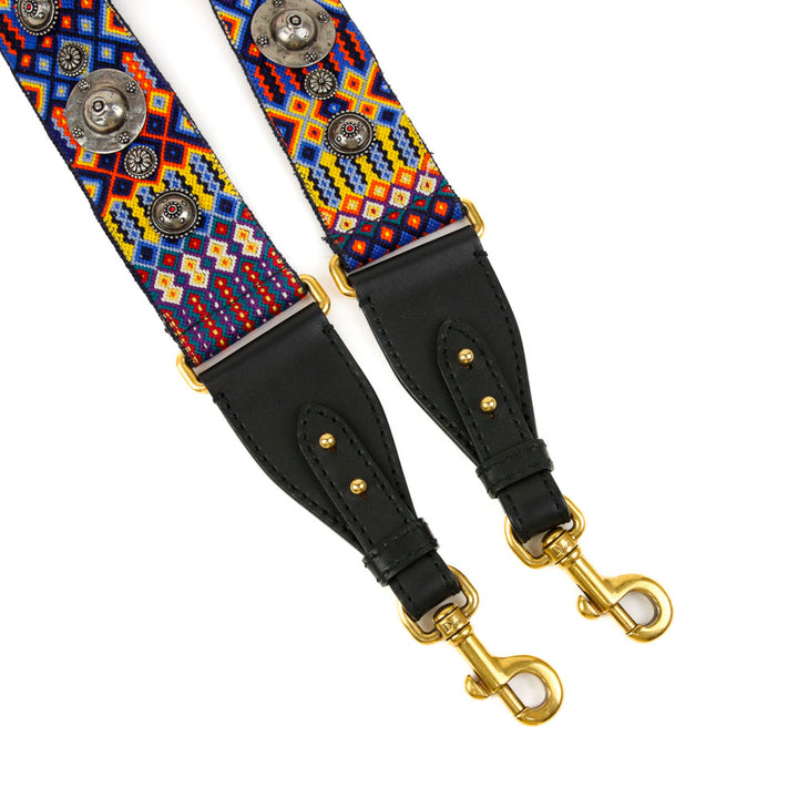 Christian Dior Multi-Color Canvas & Blue Leather Embellished Mexico Shoulder Strap