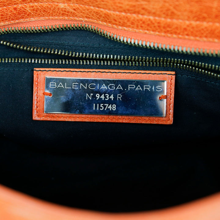 Balenciaga Orange Leather Motocross Classic City Bag