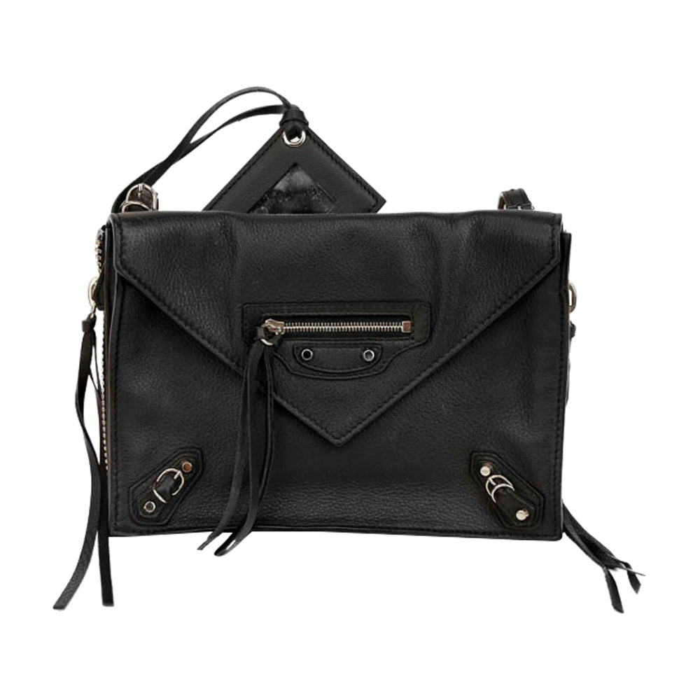 Balenciaga Black Leather Papier Triple XS Zip Around Crossbody Bag