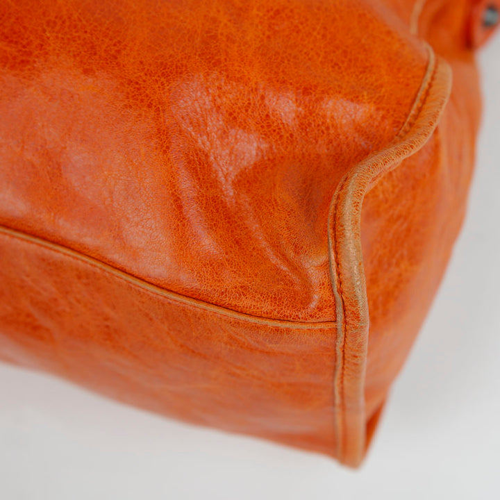 Balenciaga Orange Leather Motocross Classic City Bag