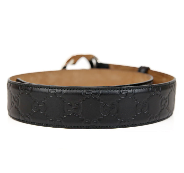 Gucci Black Interlocking G Buckle Wide Belt