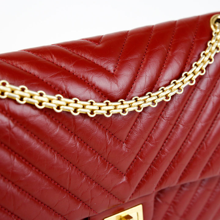 Chanel Red Aged Calfskin Reissue 225 Double Flap Bag