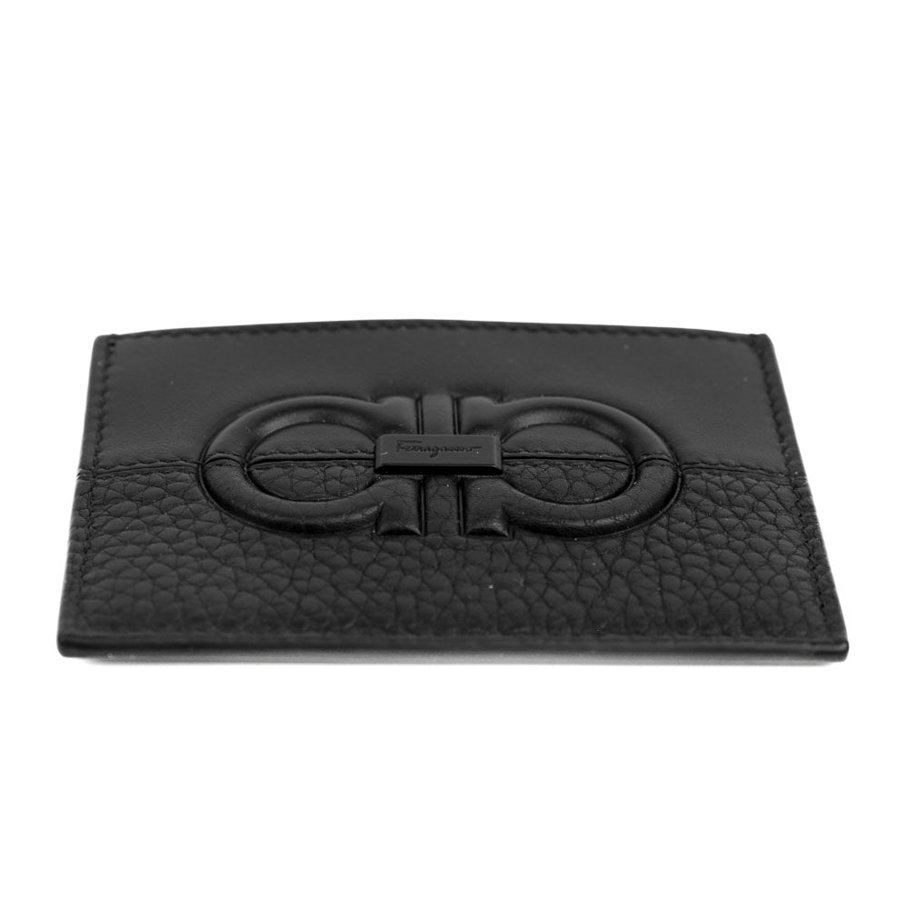 Salvatore Ferragamo Black Leather Gancini Card Holder