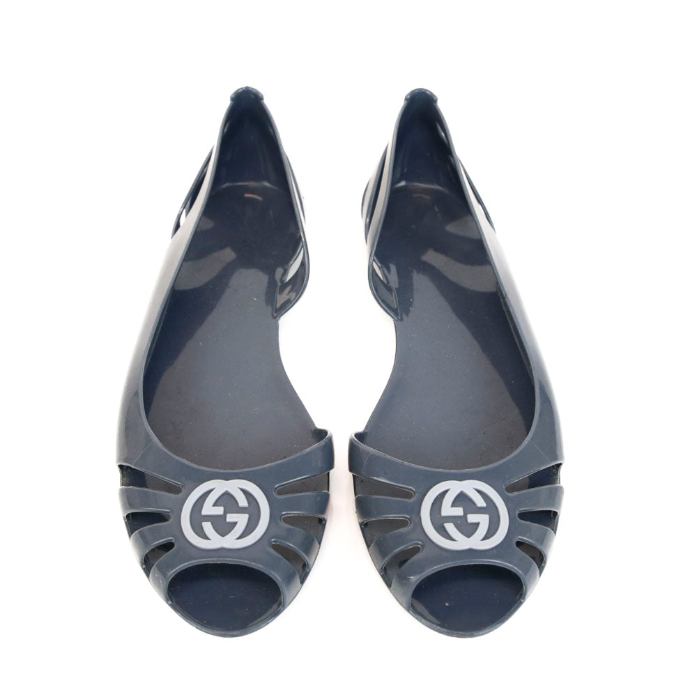 Gucci Marla Gray Rubber Logo Flats