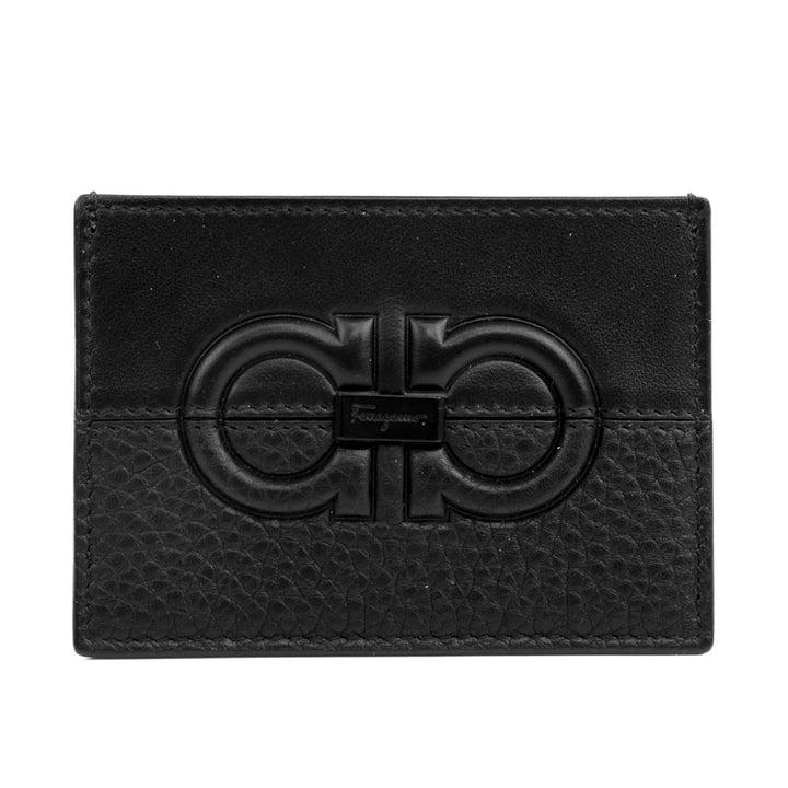 Salvatore Ferragamo Black Leather Gancini Card Holder