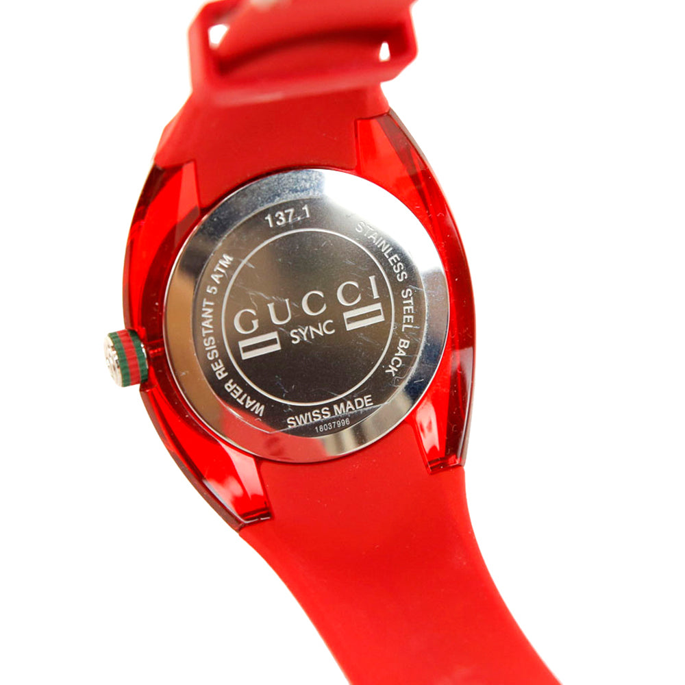 Gucci Stainless Steel & Red Rubber SYNC Watch