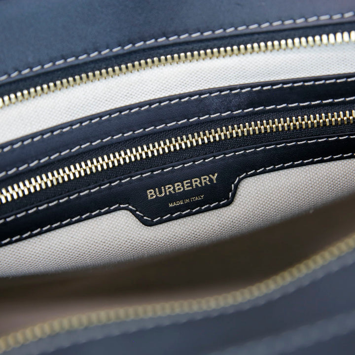 Burberry Black Medium Topstitched Leather Pocket Bag