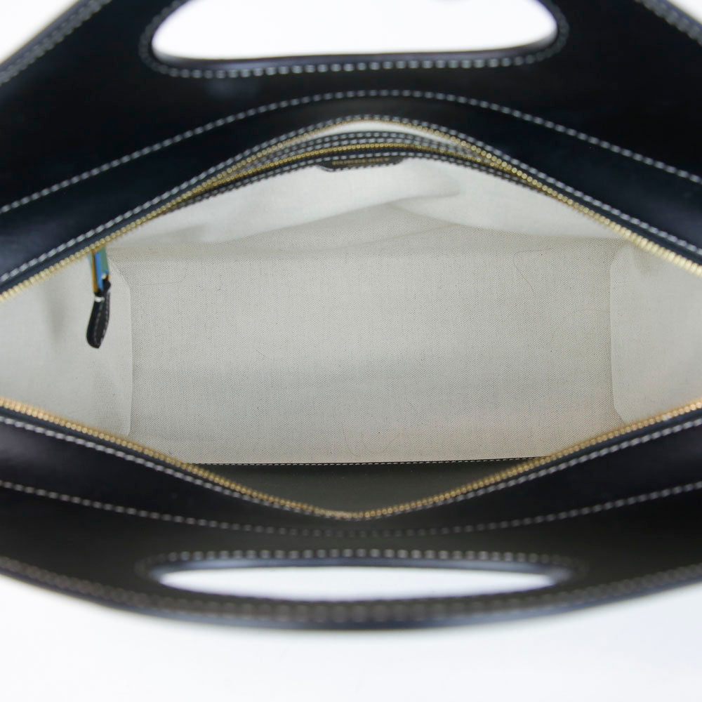 Burberry Black Medium Topstitched Leather Pocket Bag