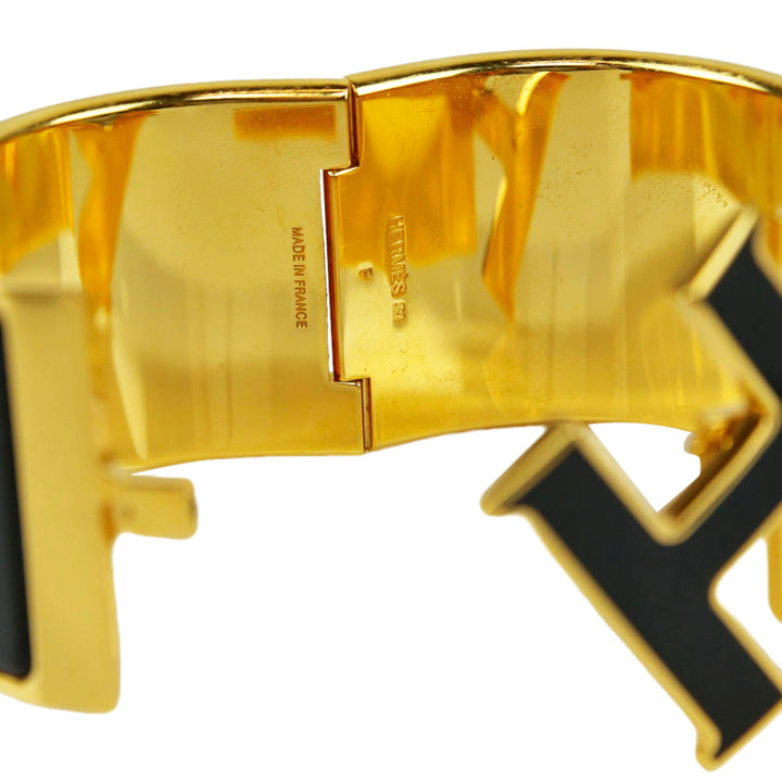 Hermès Black & Gold Enamel Extra Wide Clic Clac H Bracelet