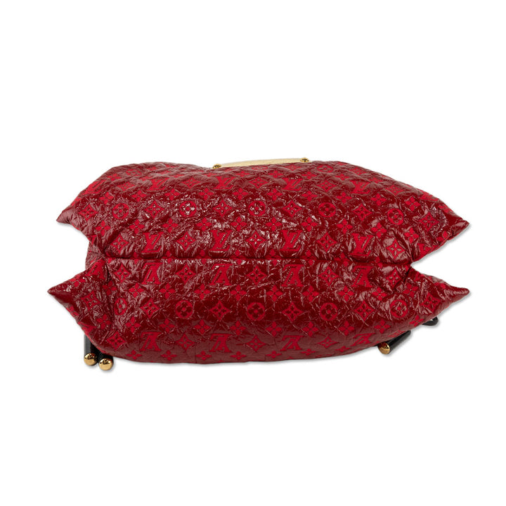 Louis Vuitton Vintage Red Monogram Vinyl Squishy Bag Inventeur Drawstring Shoulder Bag