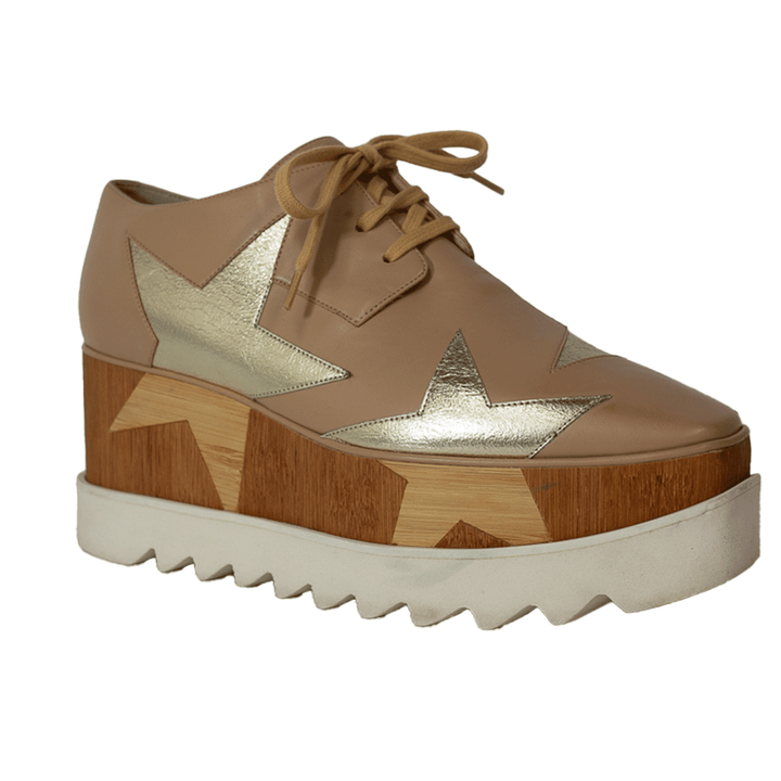 Stella McCartney Faux Leather Star Printed Wedge Sneaker