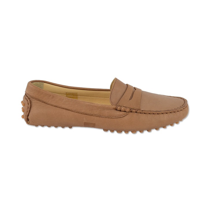 M. Gemi Tan Leather Penny Driver Loafers