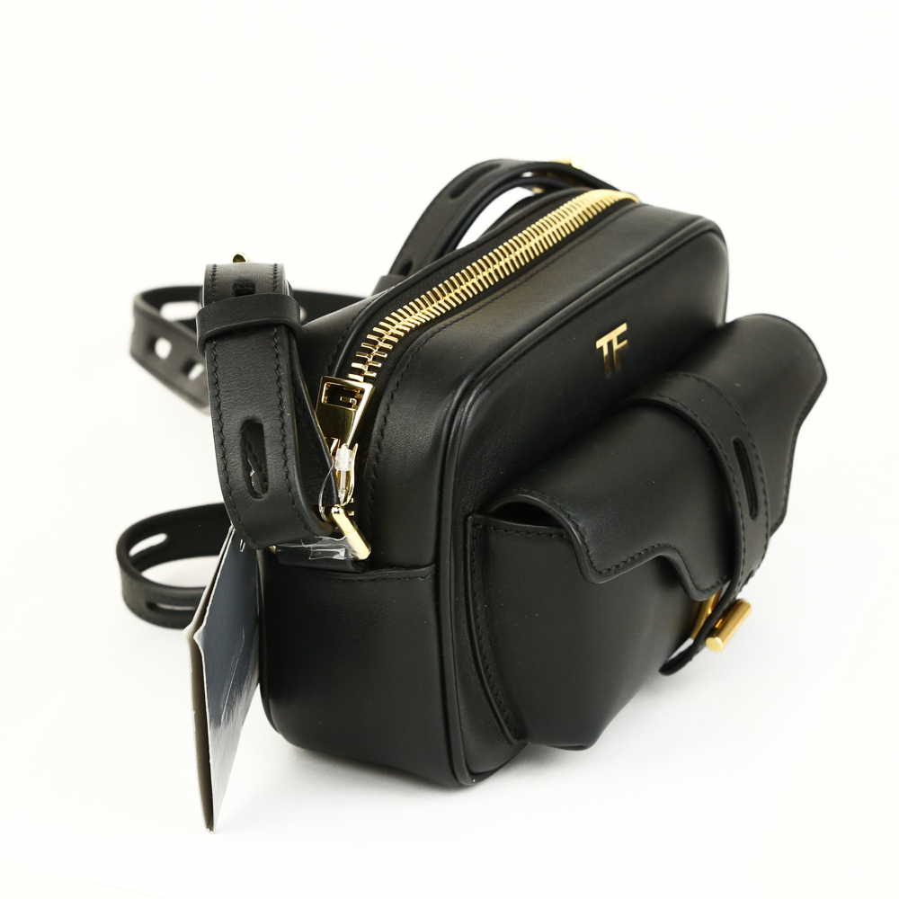 Tom Ford Hollywood Black Leather T-Twist Camera Bag