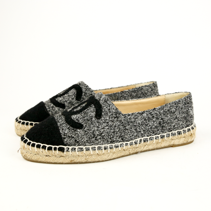 Chanel Gray Wool CC Espadrilles