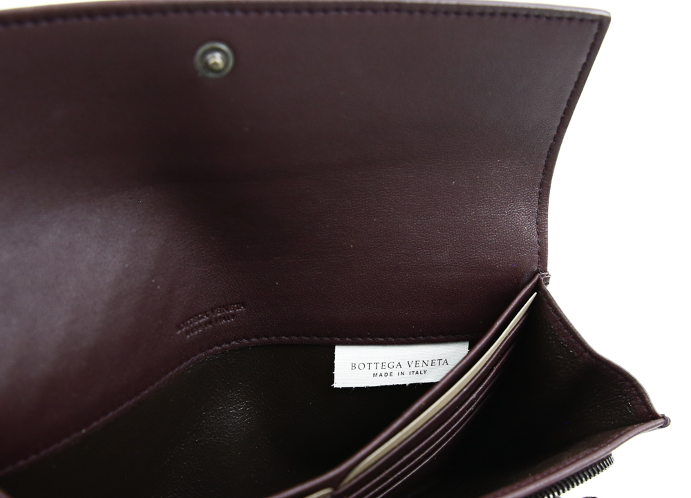 Bottega Veneta Burgundy Intrecciato Continental Flap Wallet