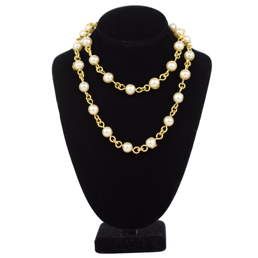 Chanel Vintage Gold & Pearl Toggle Necklace