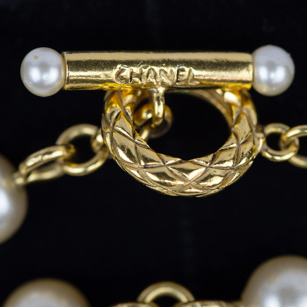 Chanel Vintage Gold & Pearl Toggle Necklace