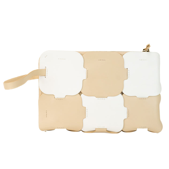 Paco Rabanne Beige & White Cabas Puzzle Clutch