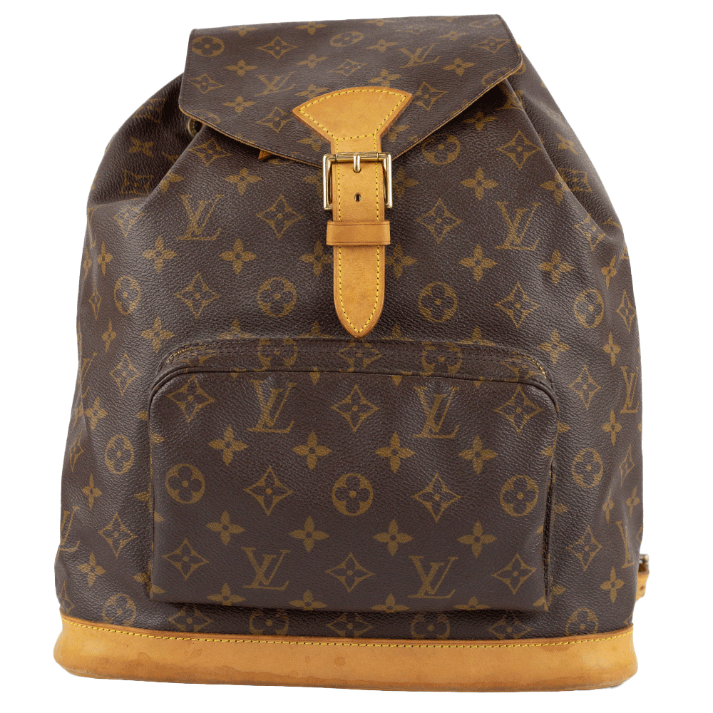 front view of Louis Vuitton Vintage Montsouris GM Coated Canvas Backpack