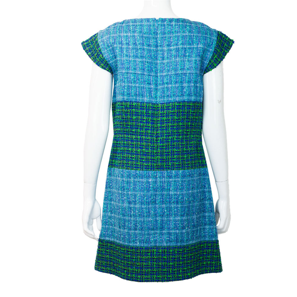 Chanel Blue & Green Tweed Shift Dress